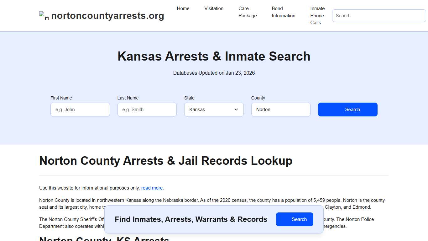 Norton County, KS Arrests, Warrants, Police Records Search